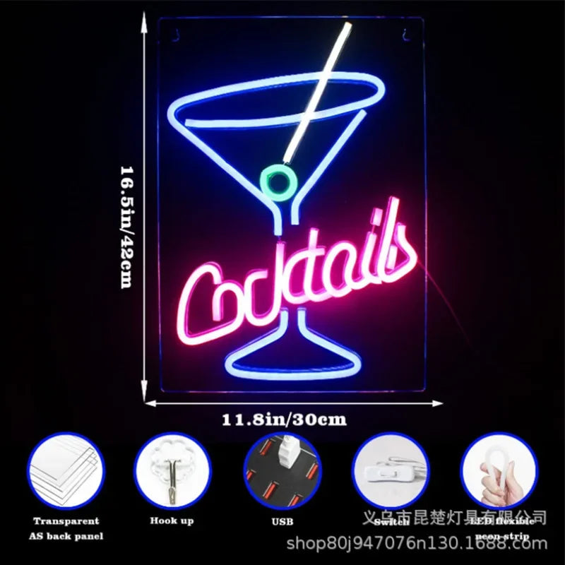 Personnalisable LED Neon Lights Cocktails